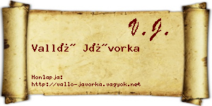 Valló Jávorka névjegykártya